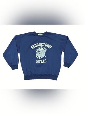Vintage Georgetown Hoyas Crewneck Sweatshirt Men’s Blue Made in USA 80s 90s